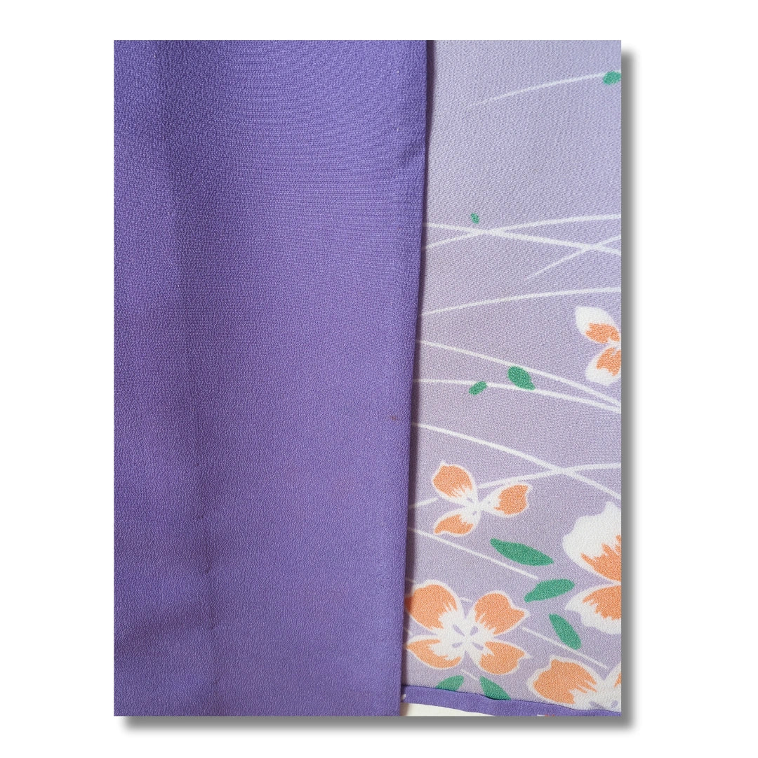 Vintage Damen Komon Kimono Lila & Rosa
