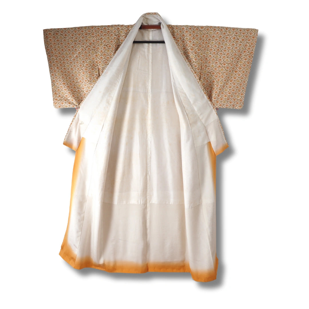 Vintage Damen Komon Kimono hellbraun