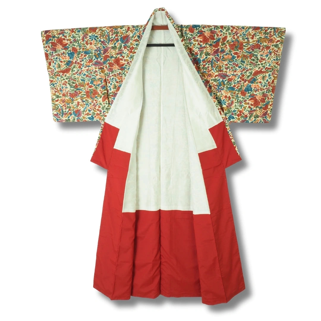 Vintage Damen Komon Kimono mit Allover Blumenmuster