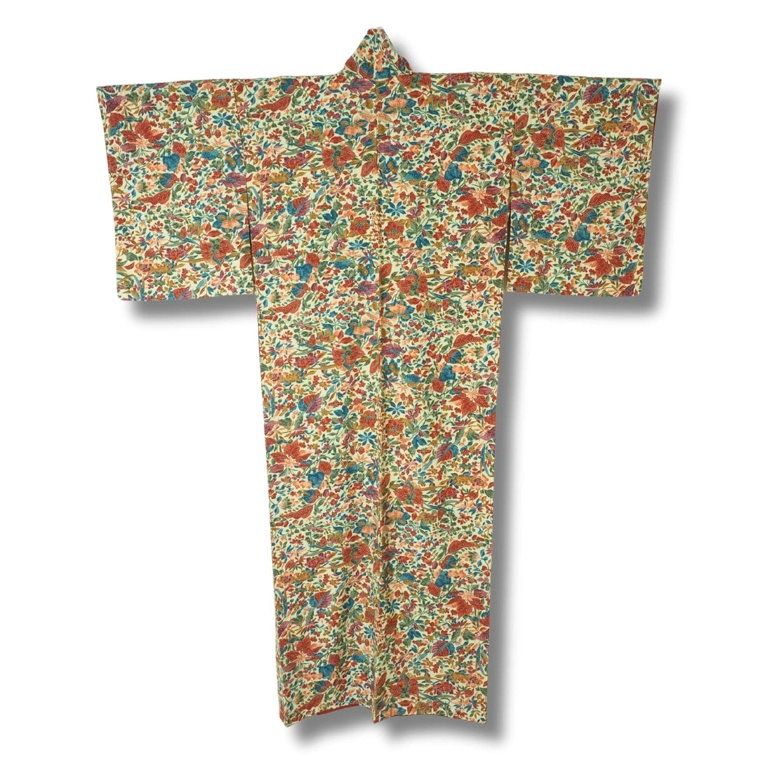 Vintage Damen Komon Kimono mit Allover Blumenmuster