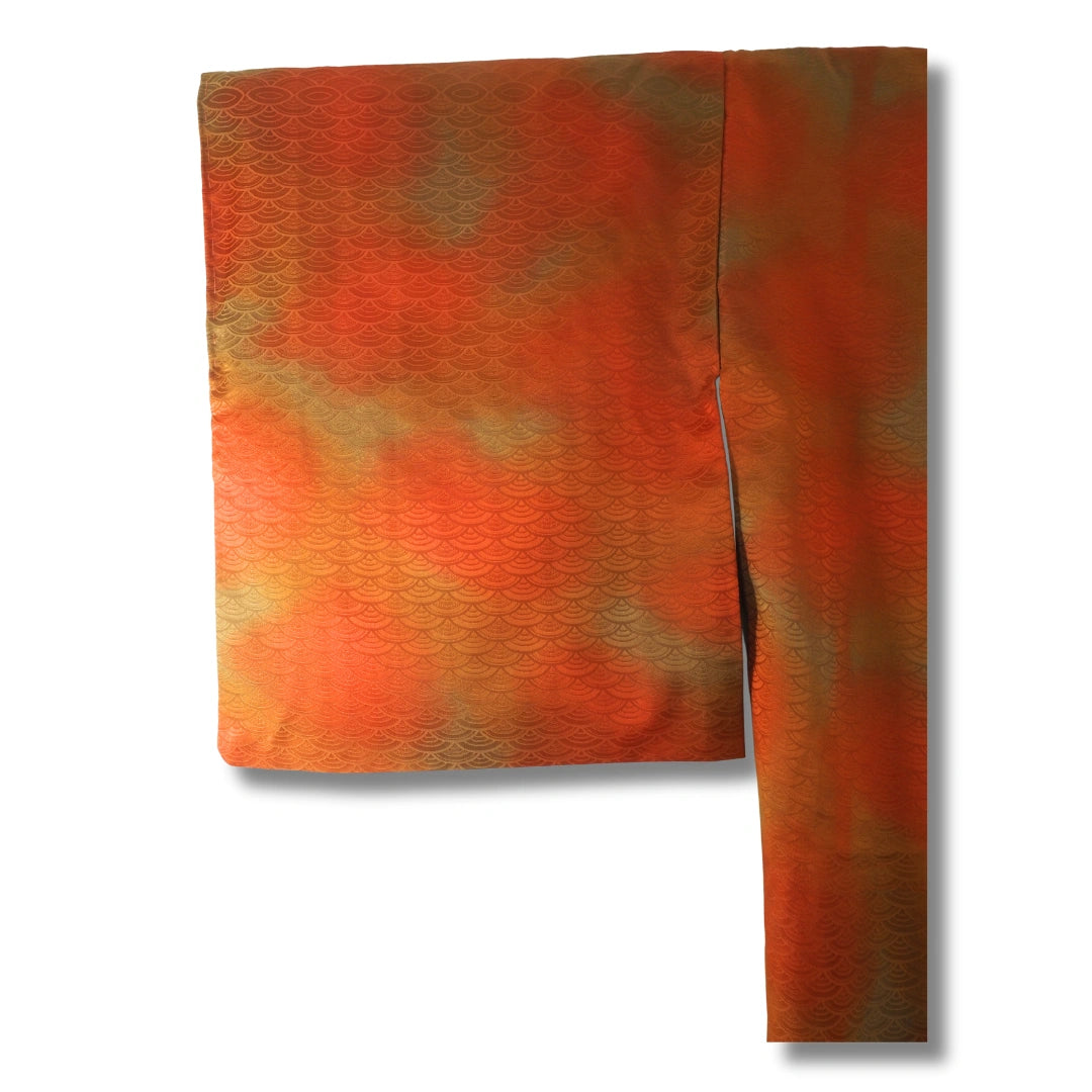 Vintage Damen Komon Kimono Orange mit Bogenmuster