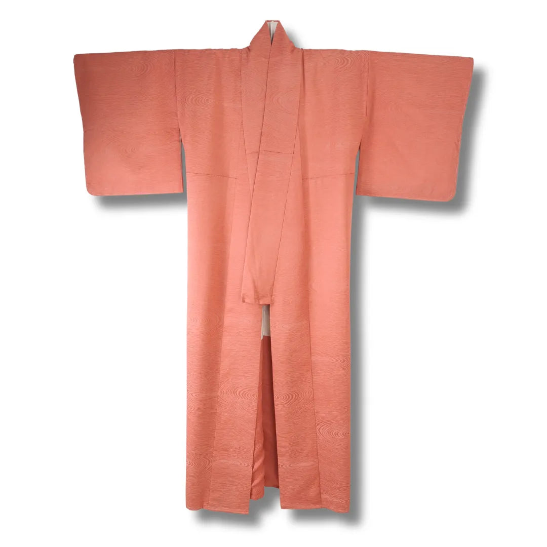 Vintage Iromuji Kimono pfirsich Vorderansicht mit feiner Struktur