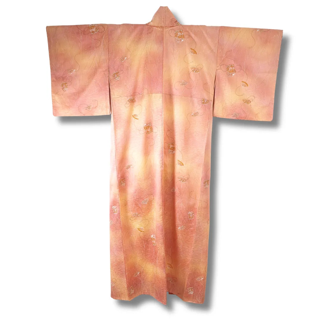 Vintage Komon Kimono pfirsich Rückansicht