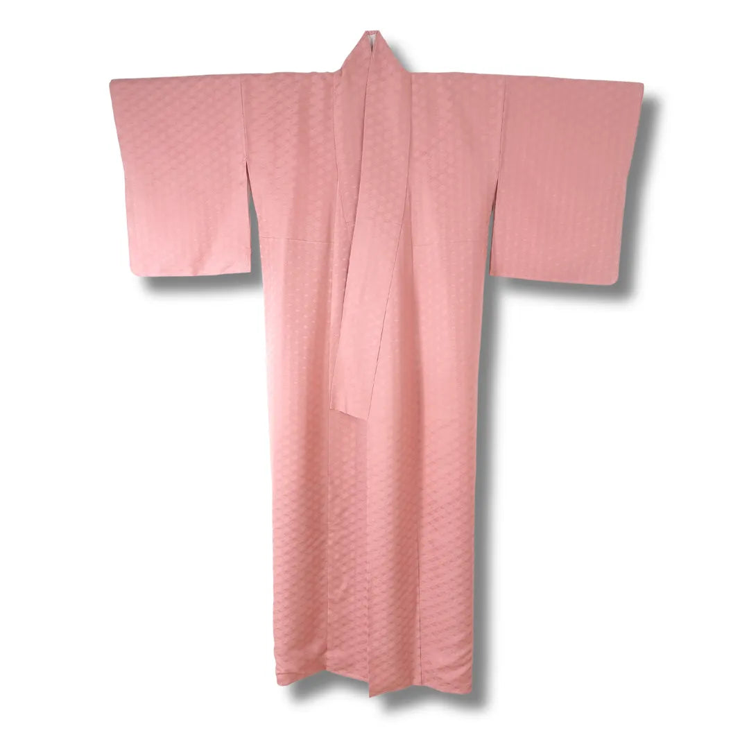 Vintage Iromuji Kimono pfirsich mit Rautenmuster Vorderansicht