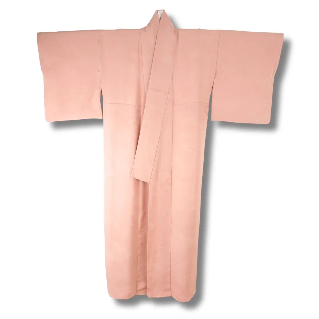 Vintage Iromuji Kimono pfirsich mit Wolkenmuster Vorderansicht
