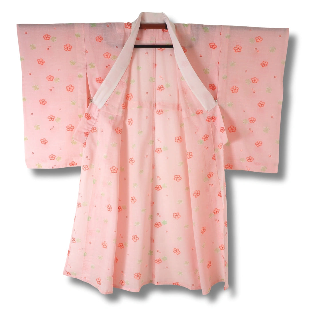 Vintage Damen Naga-Juban Rosa mit rosa und grünen Blumen