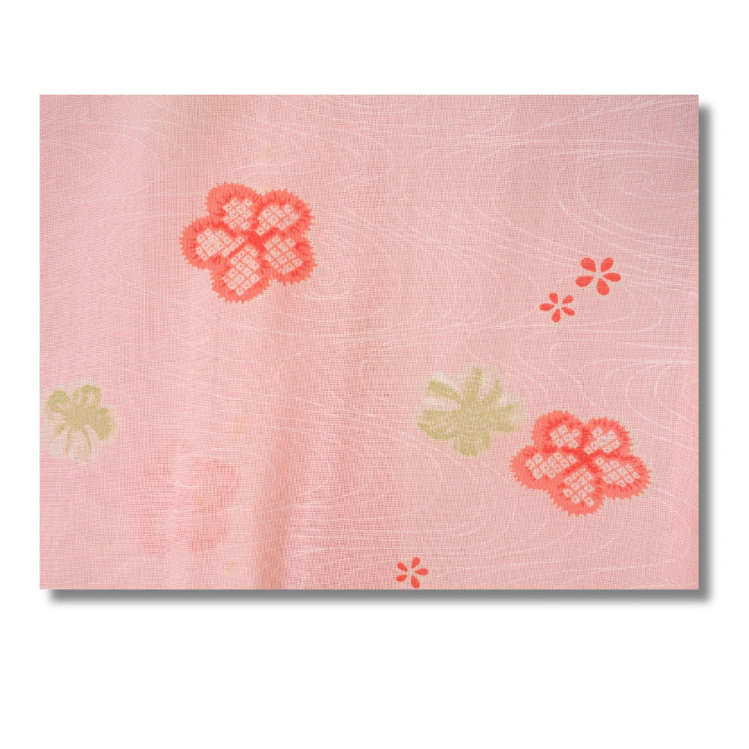 Vintage Damen Naga-Juban Rosa mit rosa und grünen Blumen