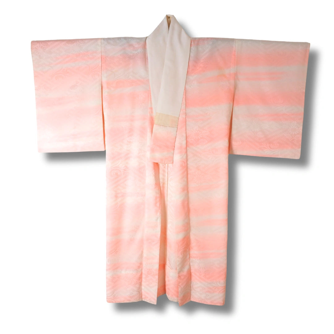 Vintage Damen Naga Juban rosa mit Muster gestreift