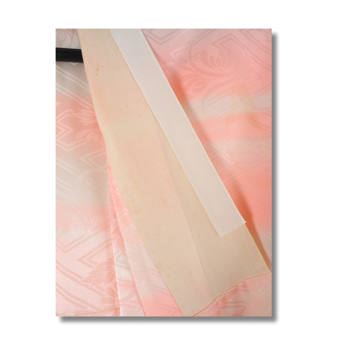 Vintage Damen Naga Juban rosa mit Muster gestreift