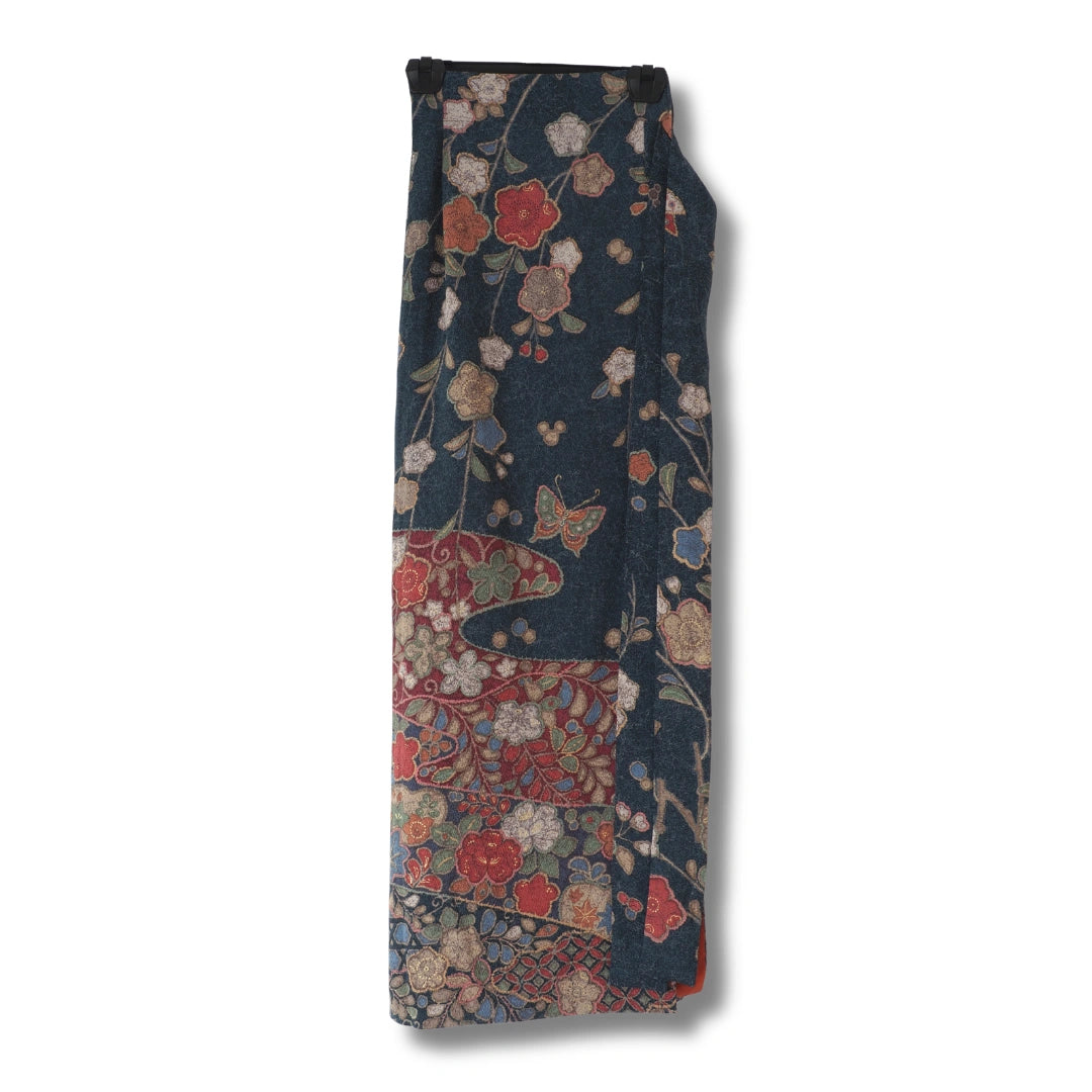 Vintage Wickelrock dunkelgrün mit Blumenmuster