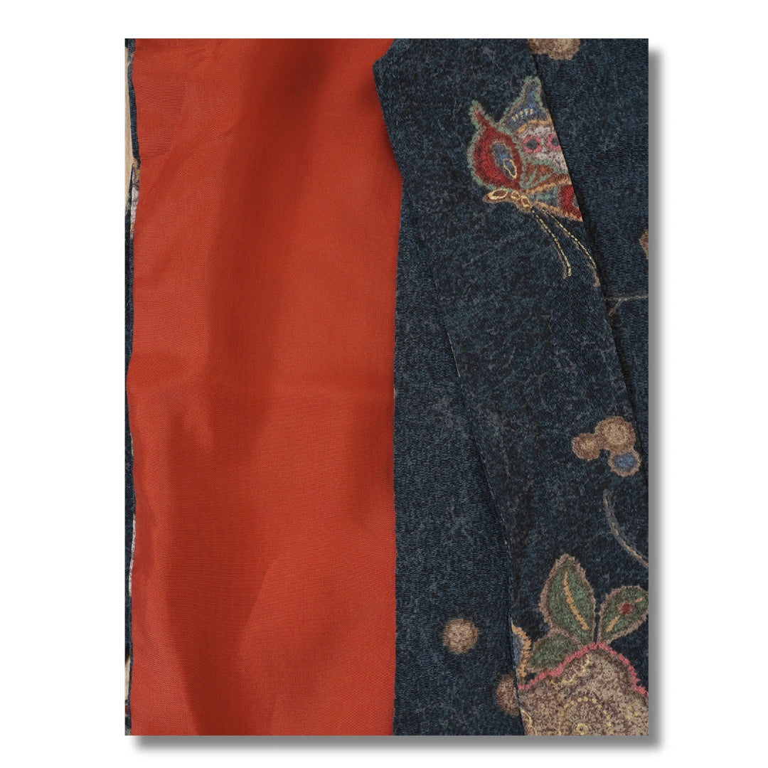 Innenansicht eines Wickelrocks aus Kimono Stoff