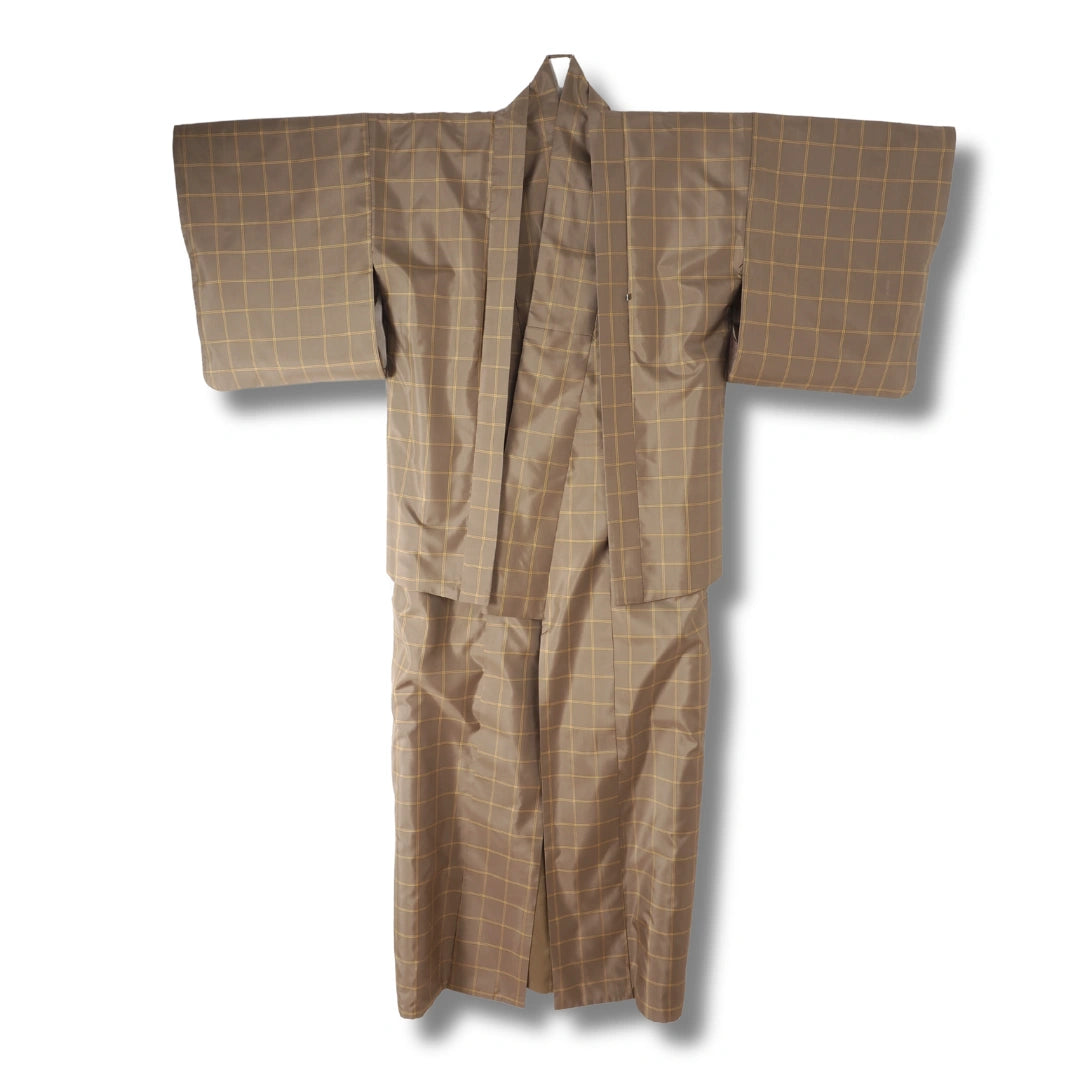 Vintage Damen Ensemble – Kimono & Haori im Karo-Muster