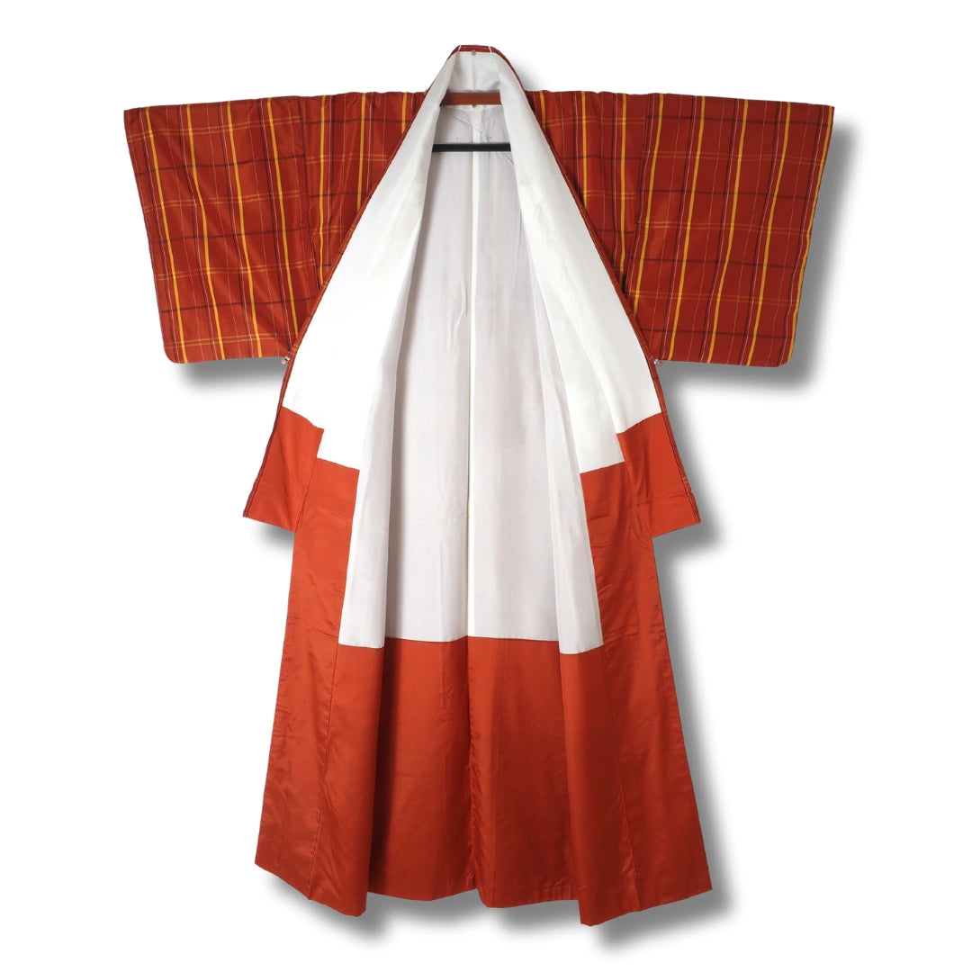 Vintage Damen Ensemble (Kimono & Haori) in Rotbraun + Haori Himo