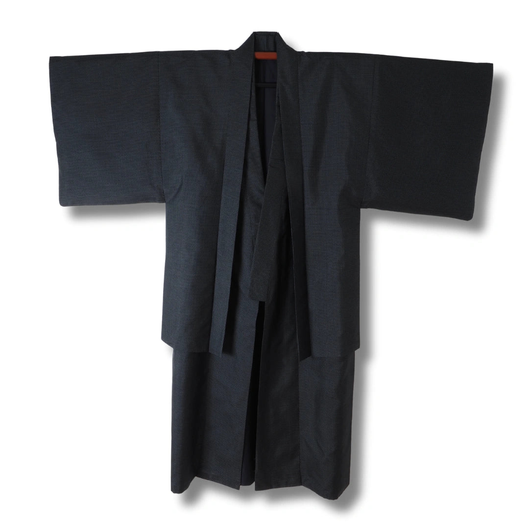 Vintage Herren Ensemble (Kimono & Haori) Dunkelblau mit Greifvogel