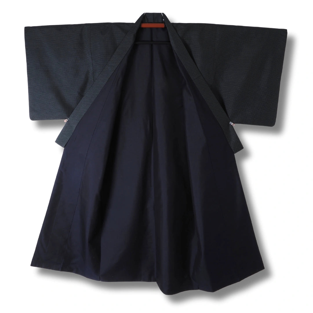 Vintage Herren Ensemble (Kimono & Haori) Dunkelblau mit Greifvogel