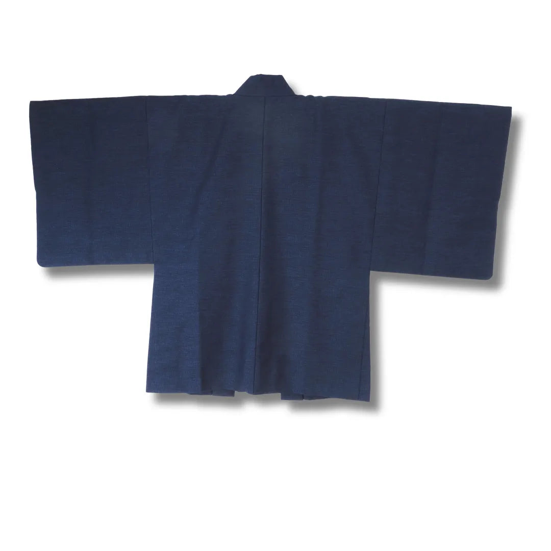 Vintage Herren-Haori in Dunkelblau, Rückansicht