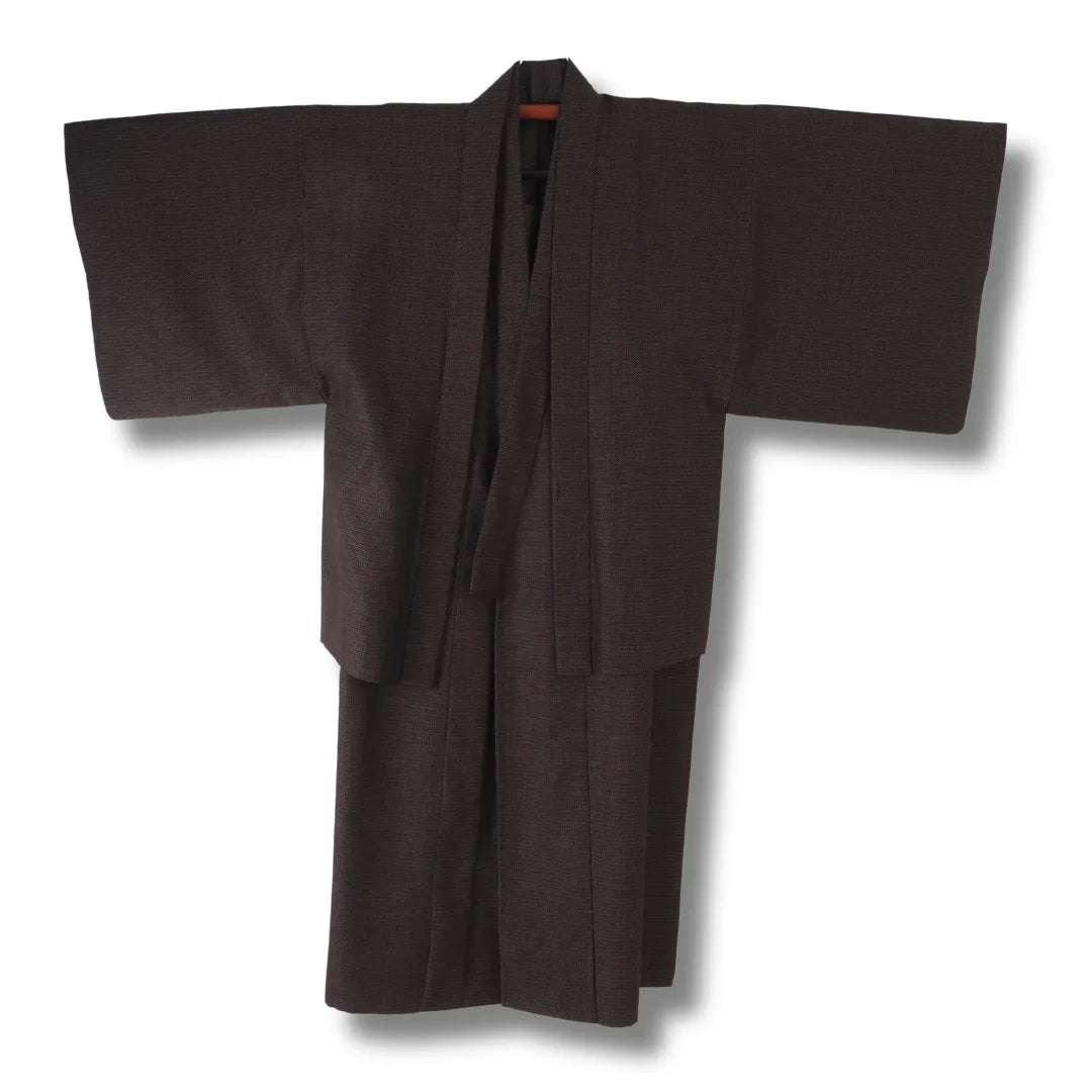 Vintage Herren Kimono Ensemble braun mit Haori Vorderansicht