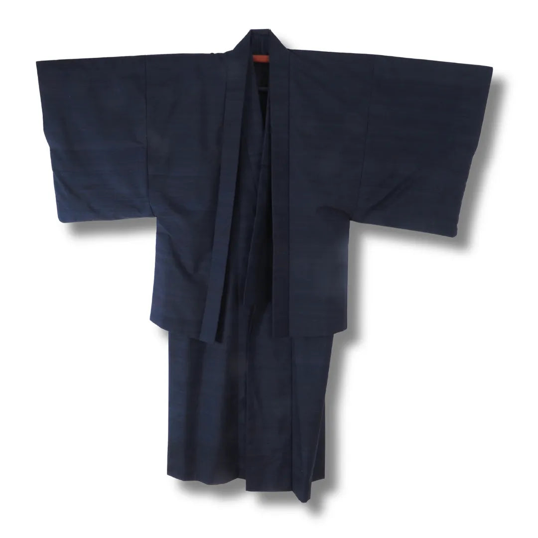 Vintage Herren Ensemble in Dunkelblau mit Kimono und Haori Vorderansicht