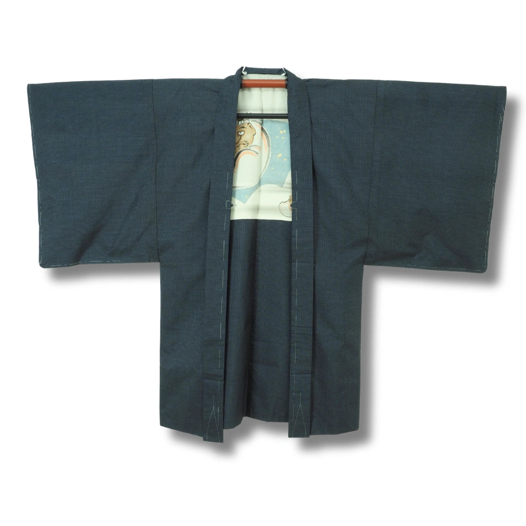 Vintage Herren Haori dunkelgrau japanische Szenerie