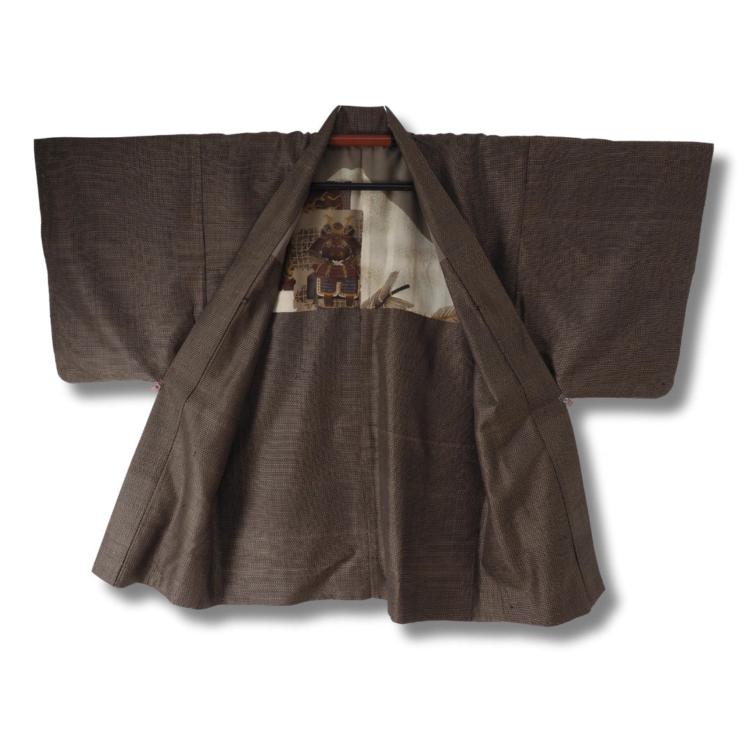 Vintage Herren Haori hellbraun mit Drachenmotiv