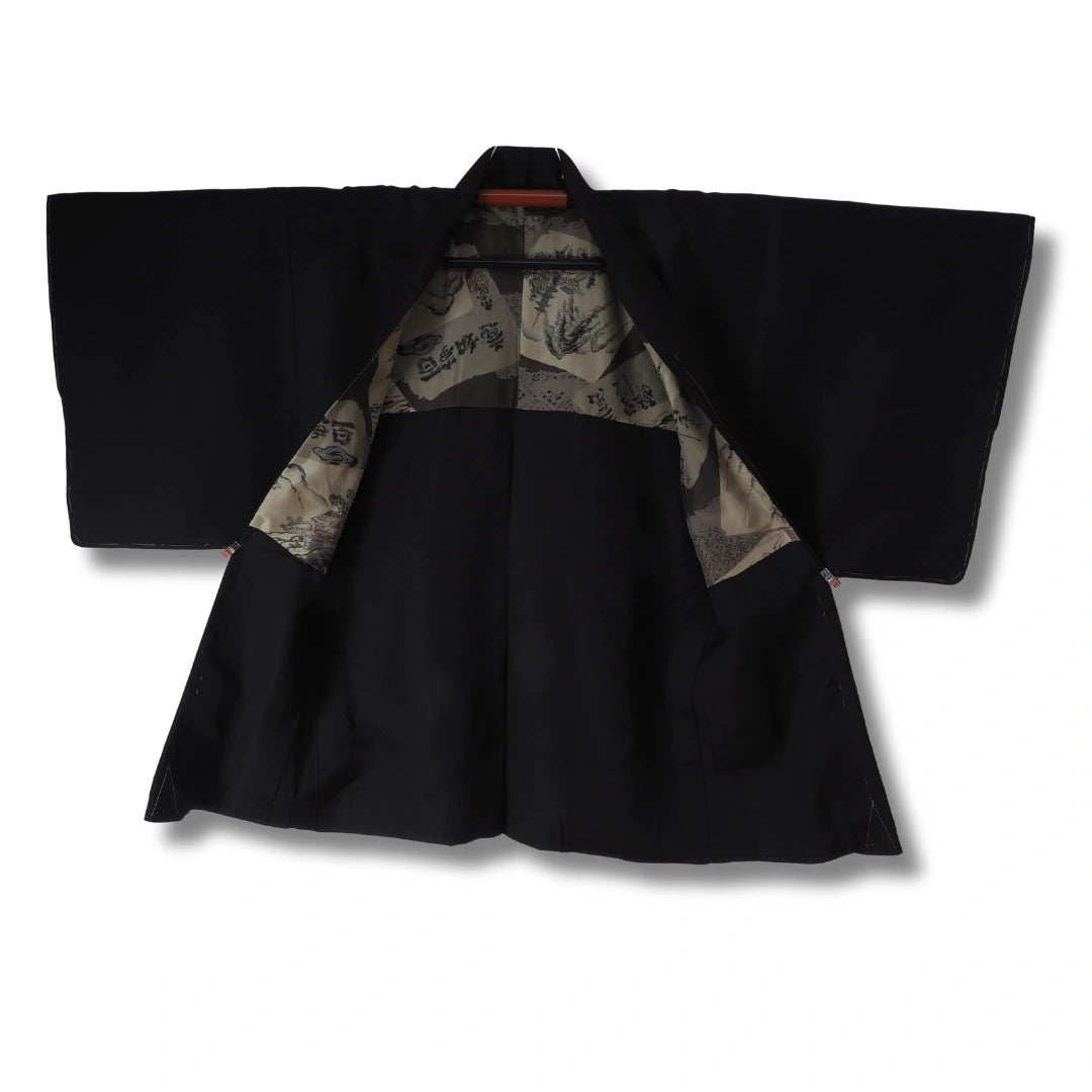 Vintage Herren Haori Schwarz mit Innenmalerei