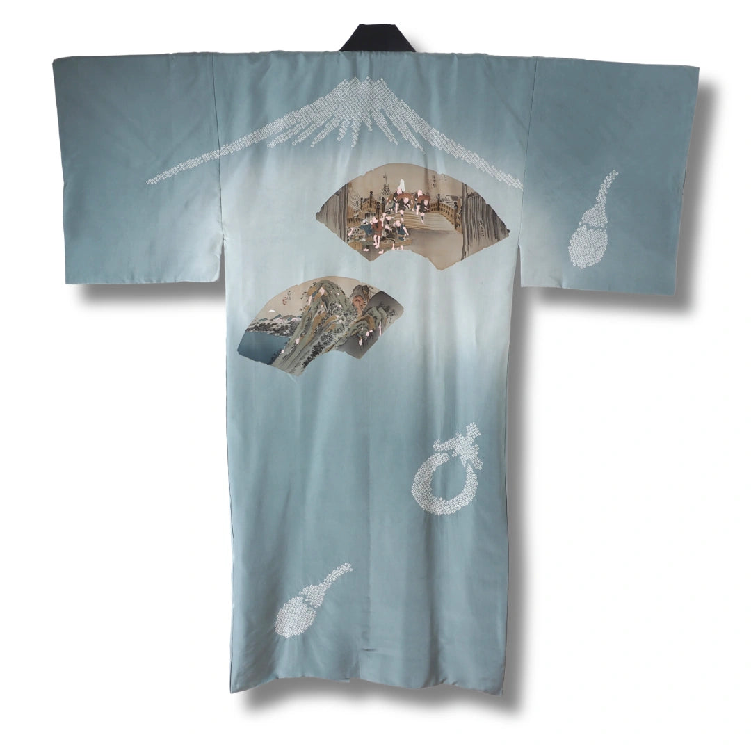 Vintage Herren Juban hellblau mit Fuji Shibori