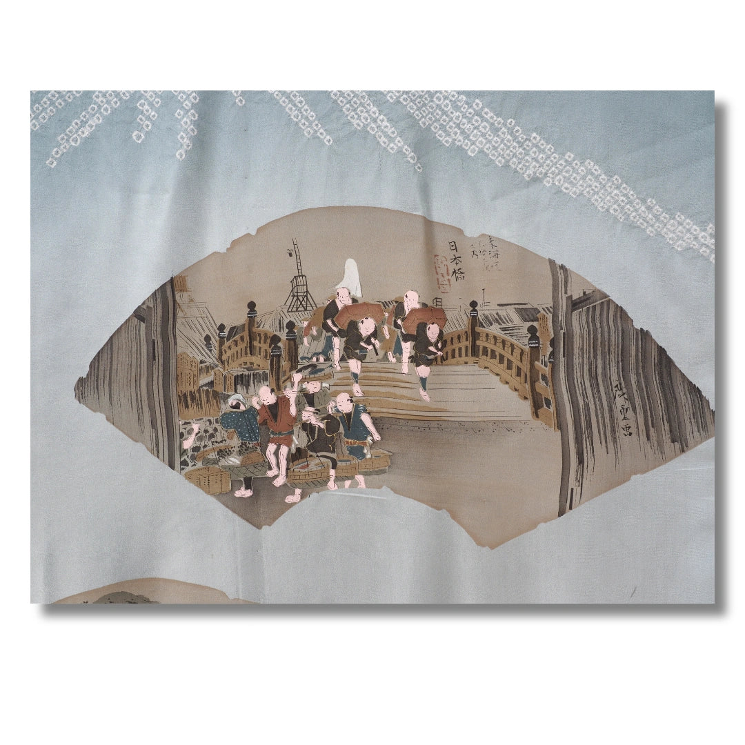 Vintage Herren Juban hellblau mit Fuji Shibori