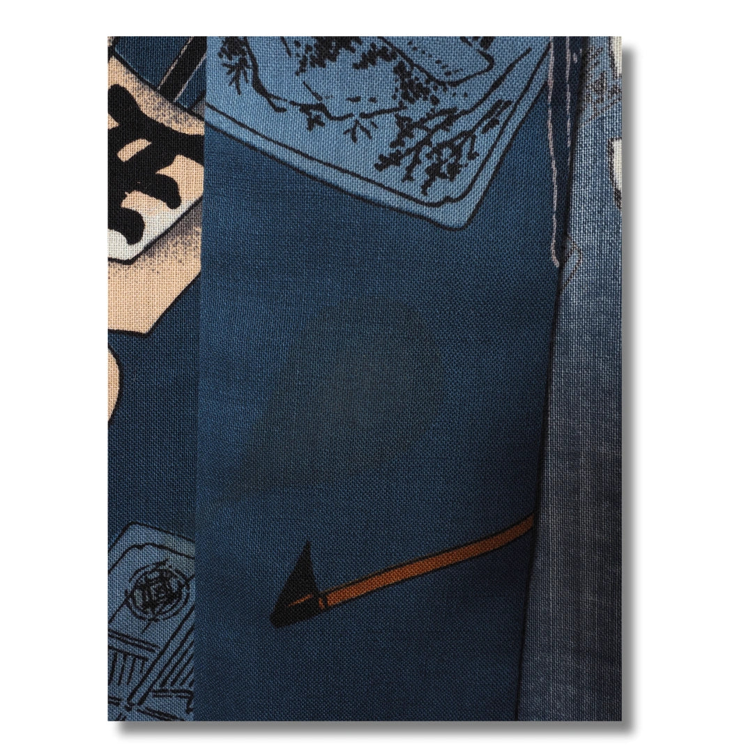 Vintage Herren Juban Blau mit Schriftzeichen