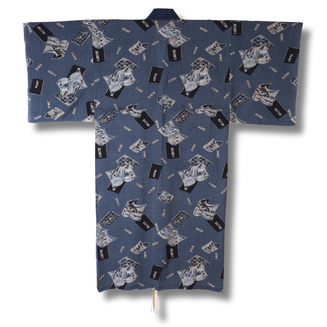 Vintage Herren Juban blau mit Muster