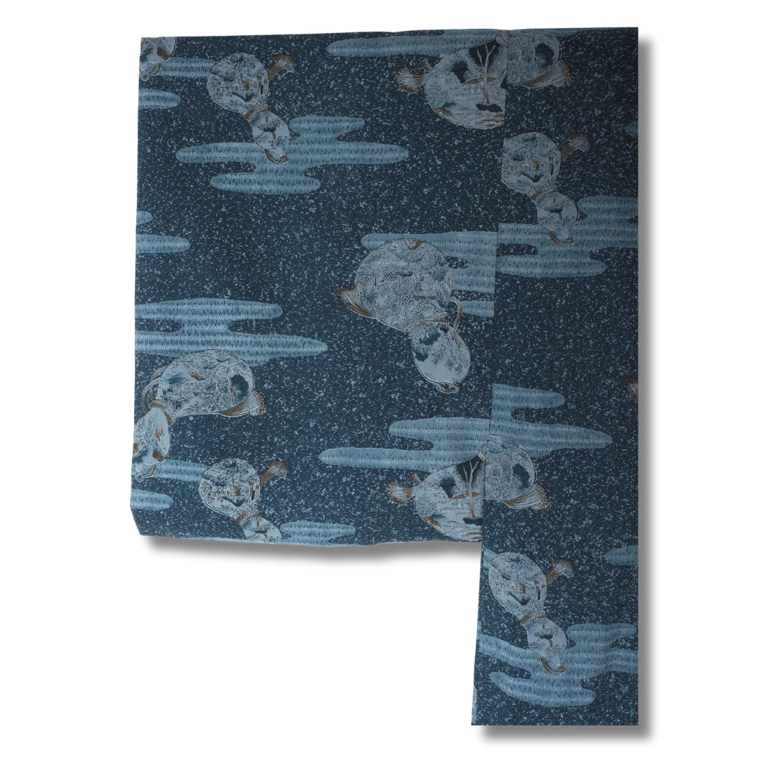 Vintage Herren Juban Blau mit Flaschenkürbismuster