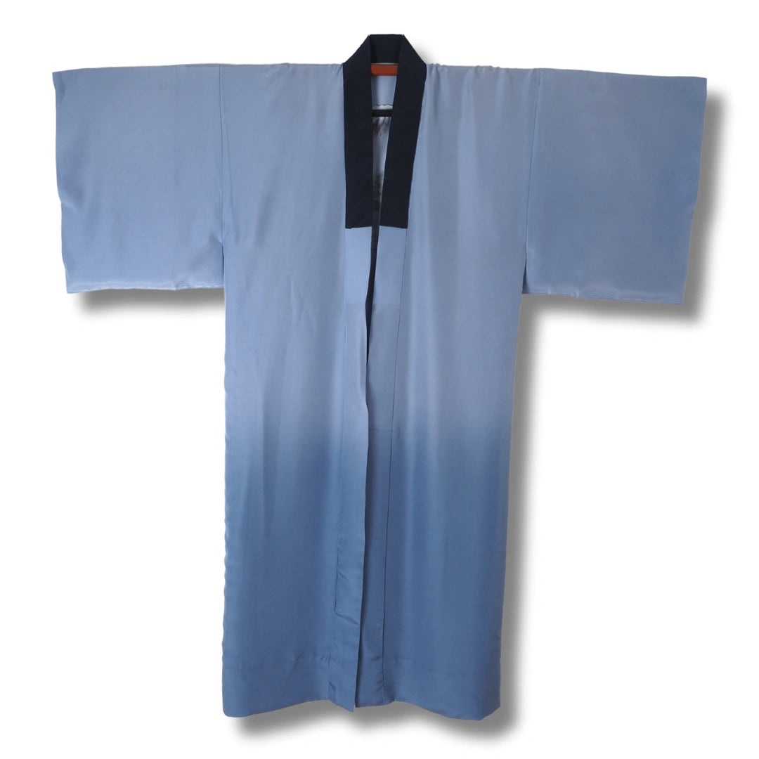 Vintage Herren Juban blaugrau mit Hauslandschaft