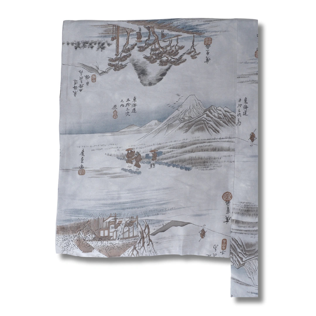 Vintage Herren Juban blaugrau mit Landschaftsmotiv