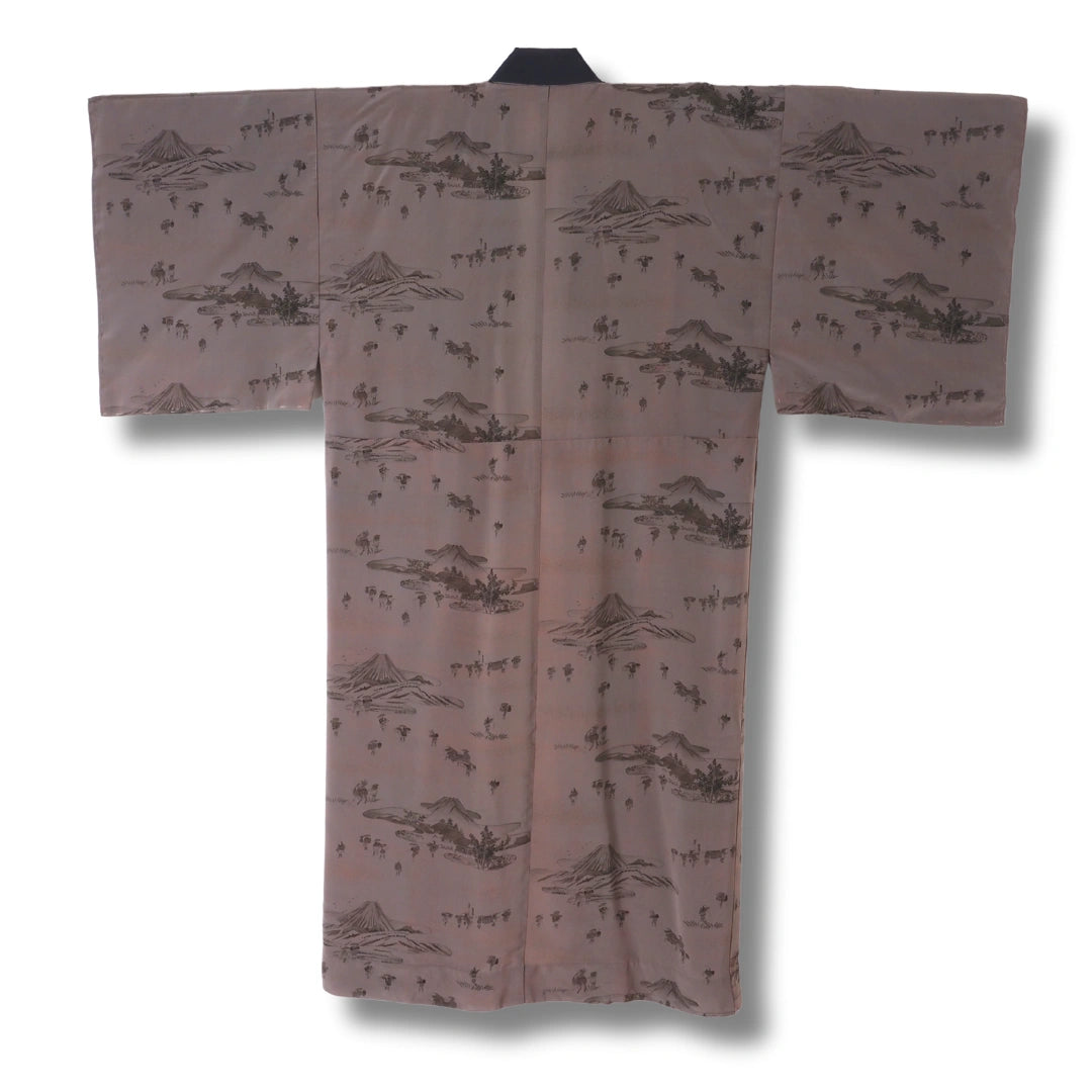 Vintage Herren-Juban Braun mit Bergmotiv
