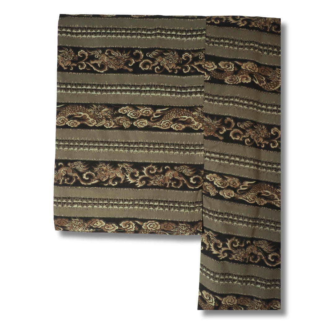 Vintage Herren Juban braun-grau mit Drachenmotiv
