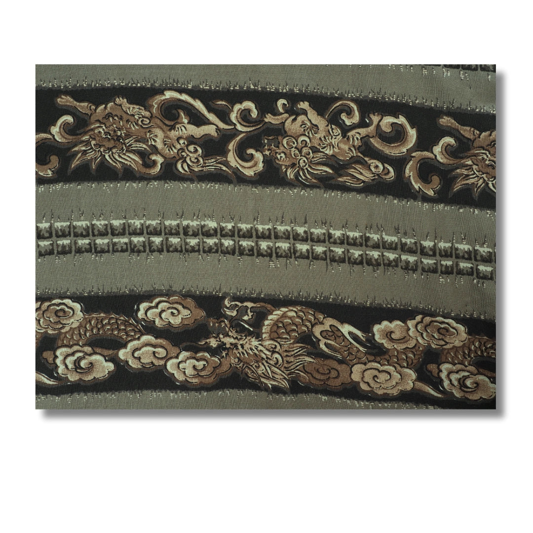 Vintage Herren Juban braun-grau mit Drachenmotiv
