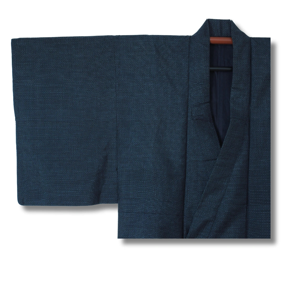 Vintage Herren Kimono dunkelblau Muster