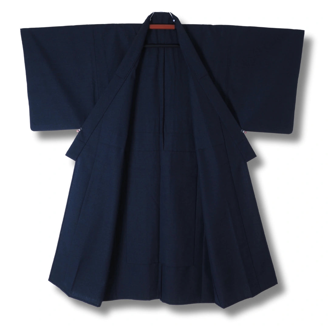 Vintage Herren Kimono dunkelblau einfarbig