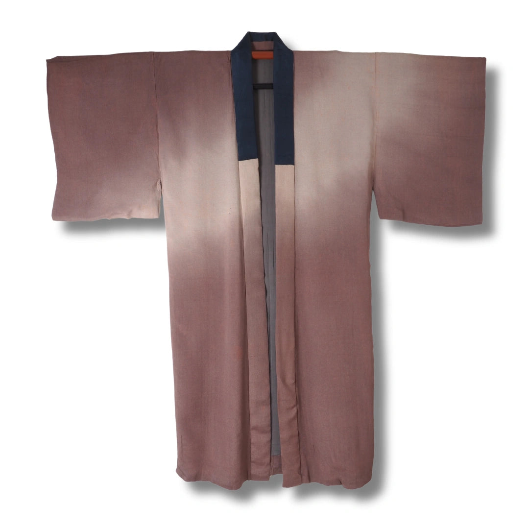 Vintage Herren Juban dunkelrotviolett mit Tempelmotiv