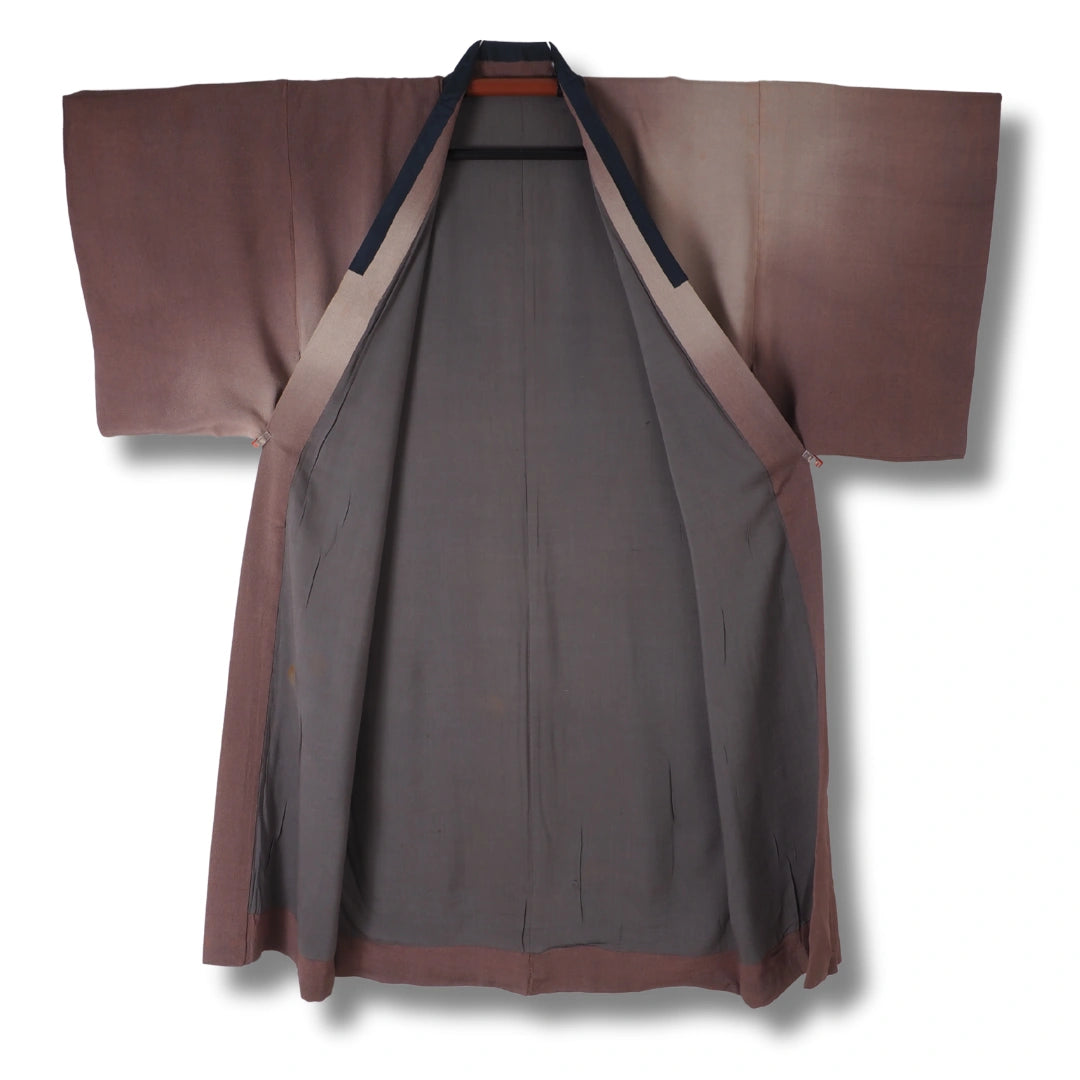 Vintage Herren Juban dunkelrotviolett mit Tempelmotiv