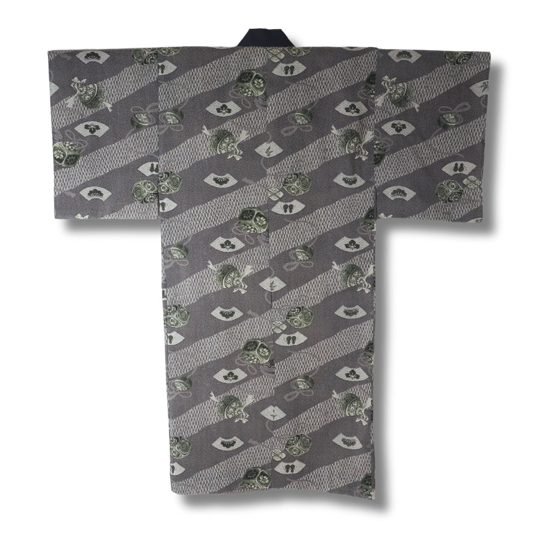 Vintage Herren Juban Grau mit Muster