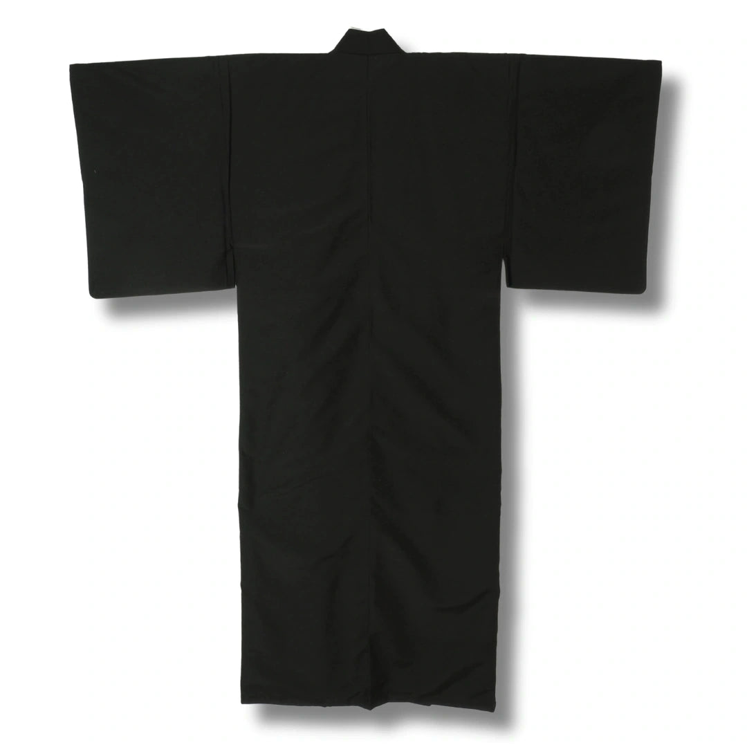 Vintage Herren Kimono – Schwarz mit blauem Innenfutter