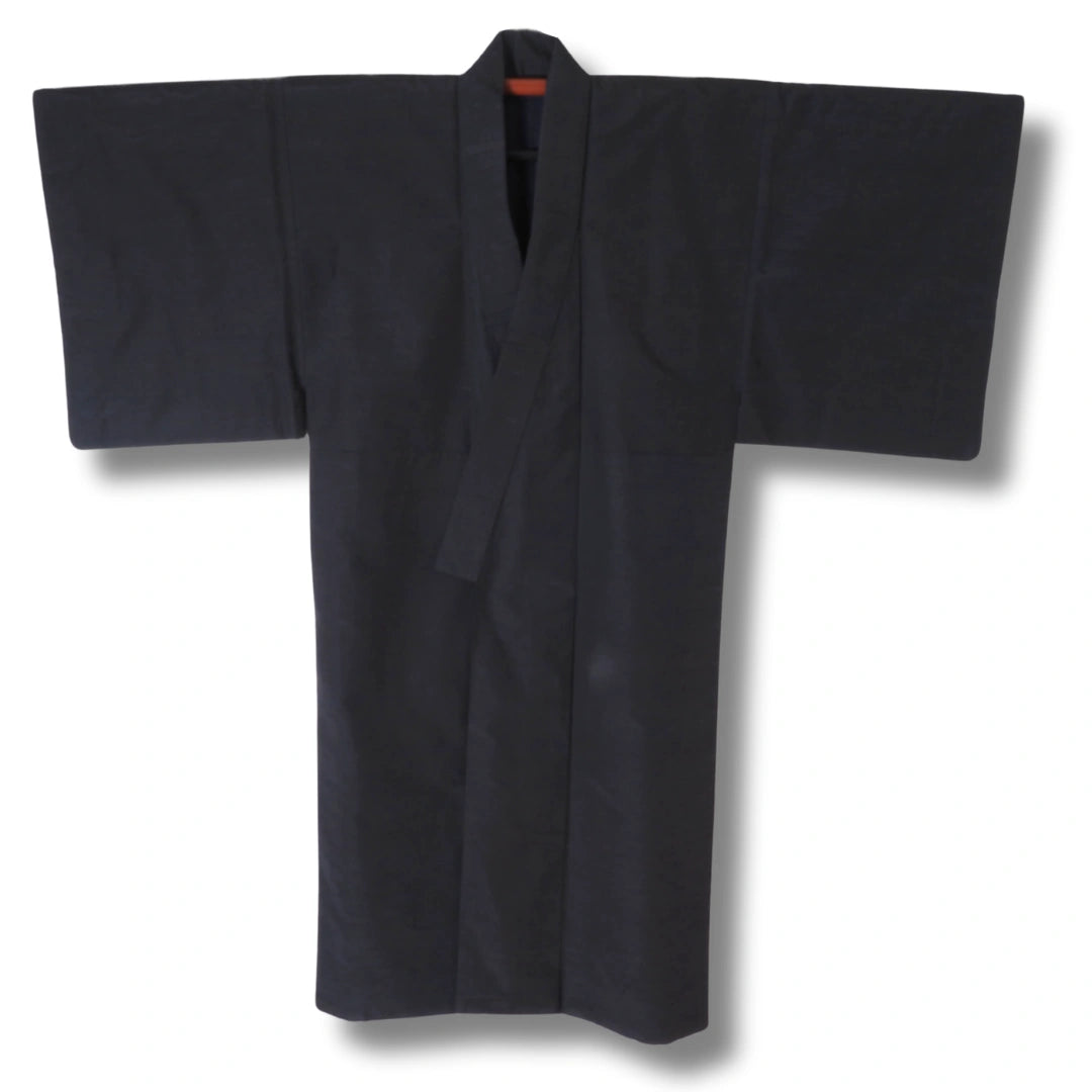 Vintage Herren Kimono schwarz mit dunkelblauer Innenseite