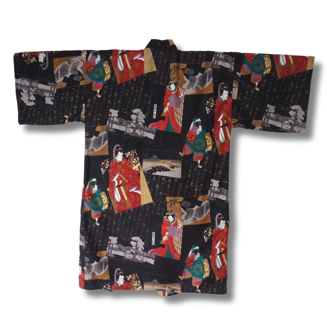 Vintage Kinder Yukata schwarz Rückansicht