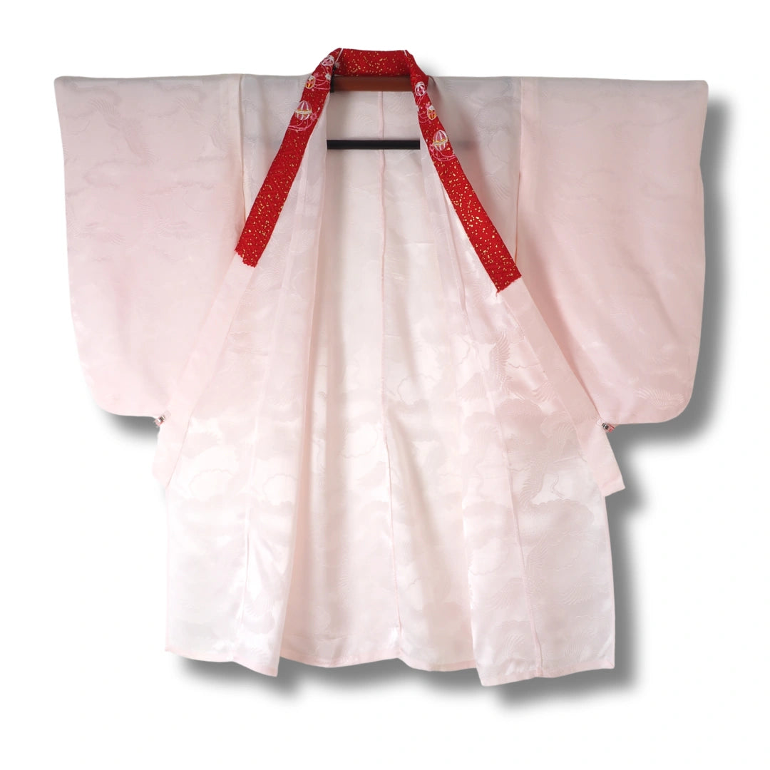 Vintage Kinder-Juban Rosa mit Vogelmotiv (Größe 116–128)
