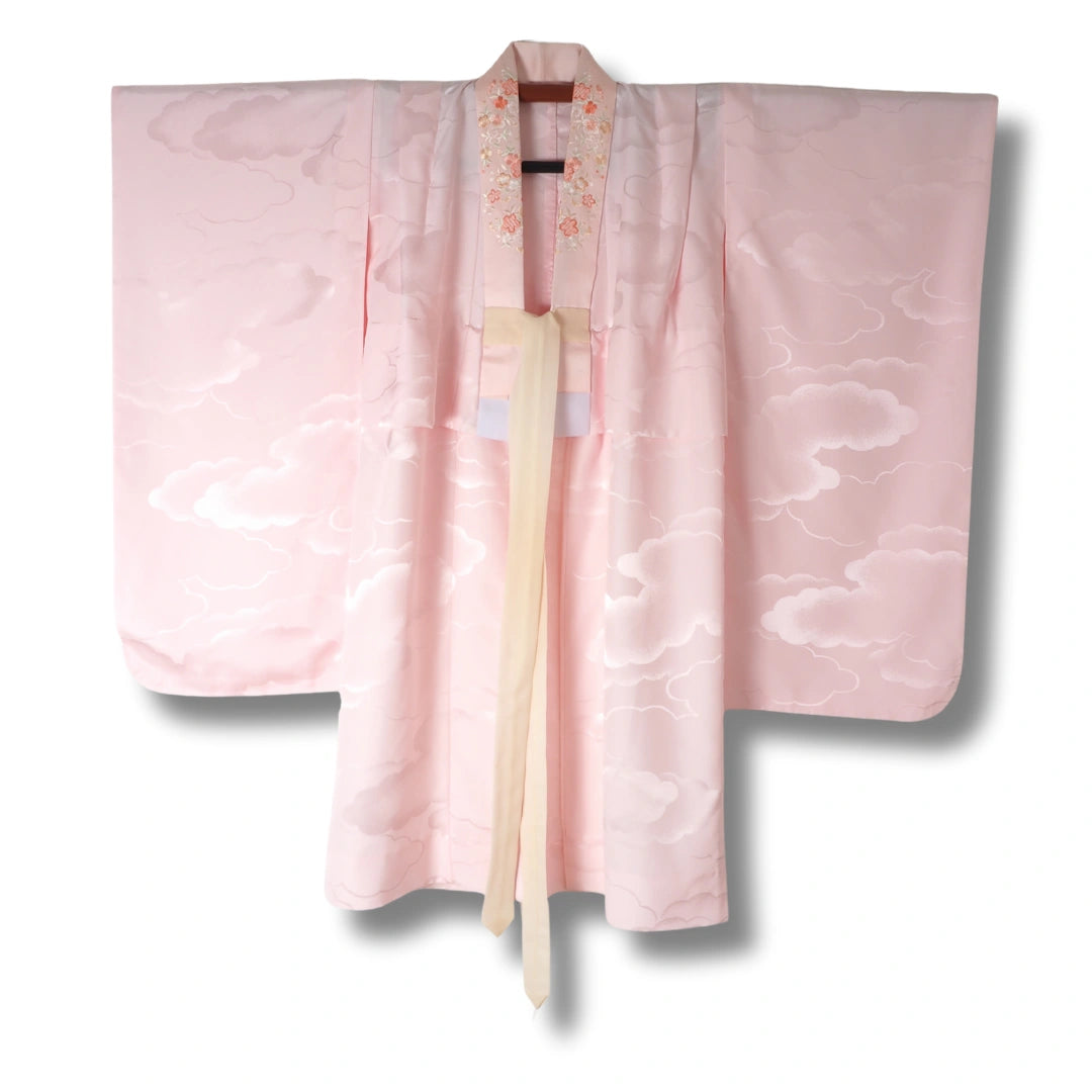 Vintage Kinder Juban in Rosa mit Wolkenmuster (Gr. 122 - 134)