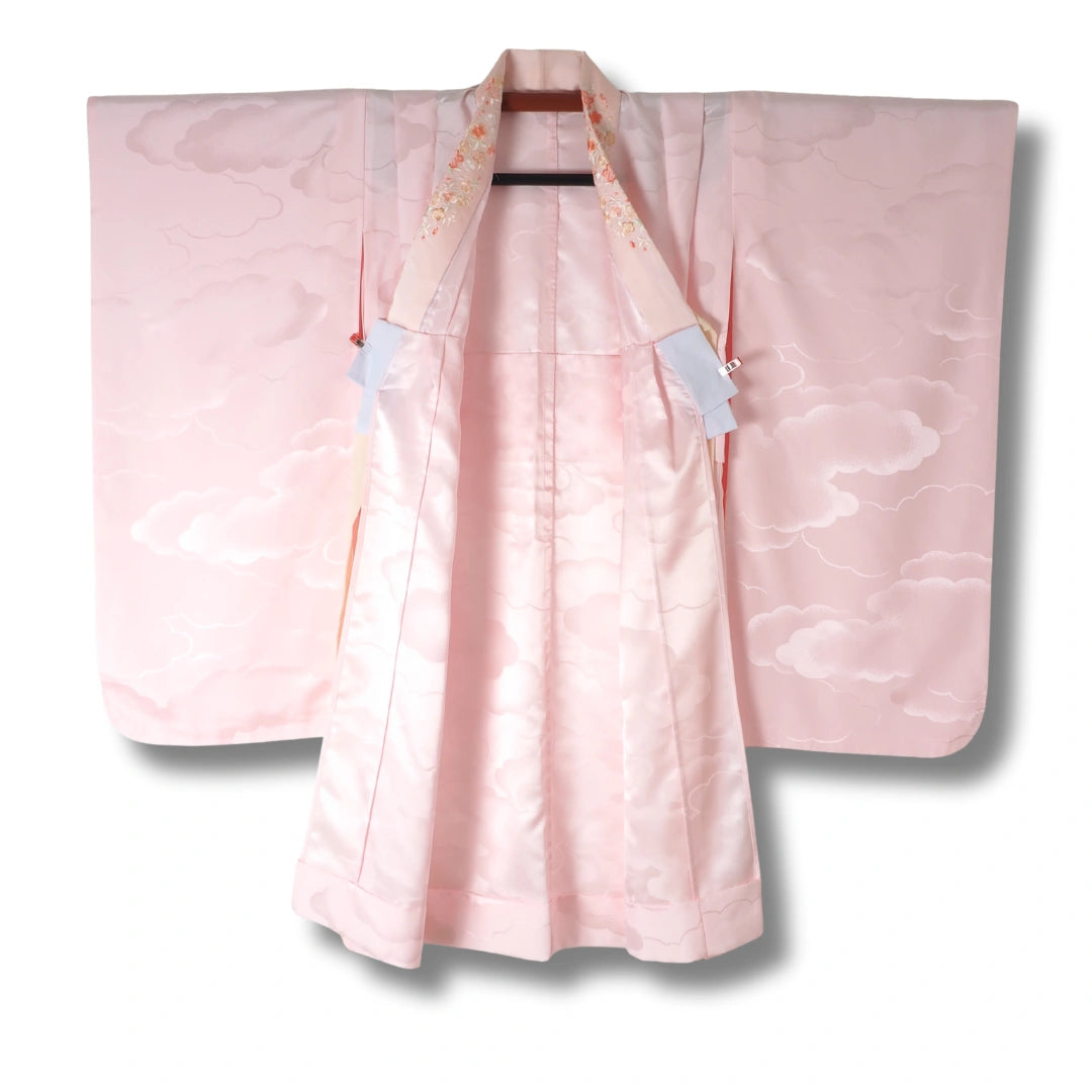 Vintage Kinder Juban in Rosa mit Wolkenmuster (Gr. 122 - 134)