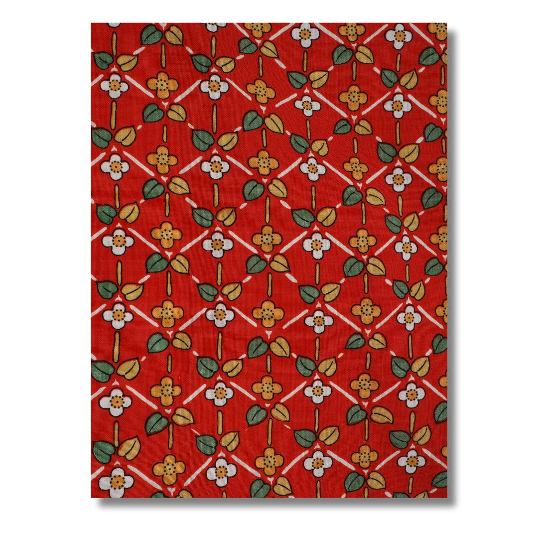 Vintage Kinder Haori Rot mit Blumen (Gr. 110 - 128)