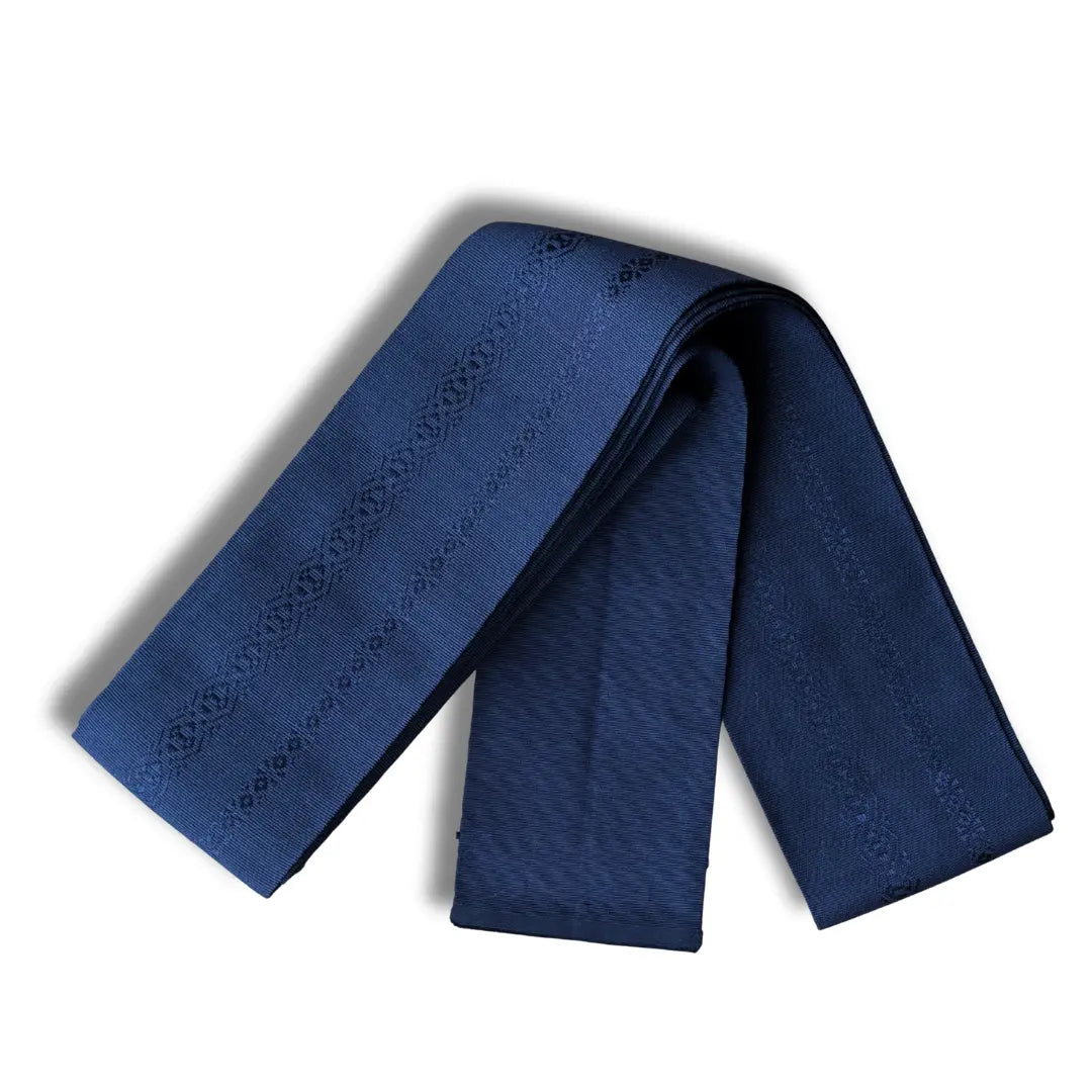 Dunkelblauer Vintage Kaku Obi für Herren aus Japan mit Ton in Ton eingewebtem geometrischem Muster