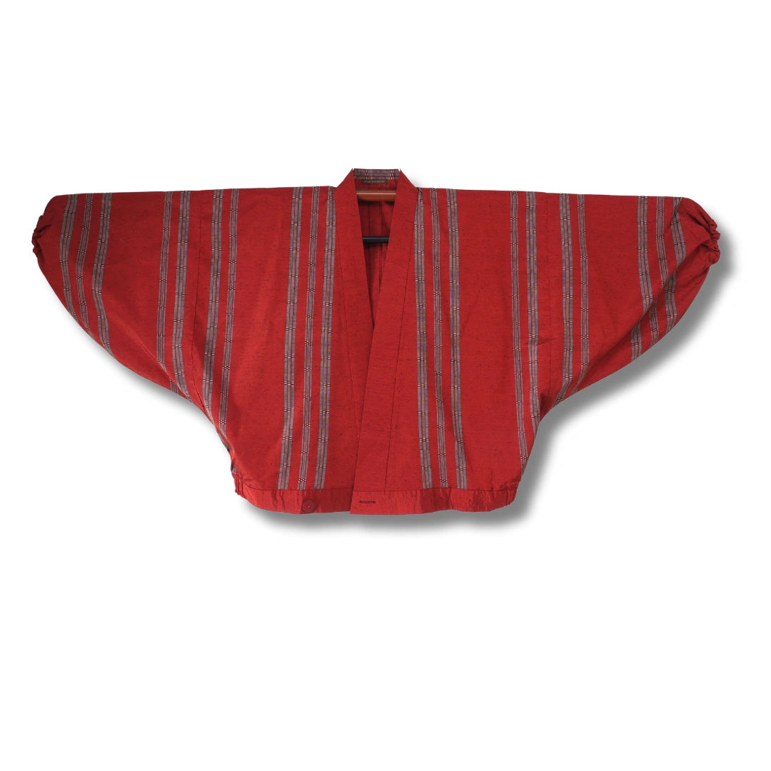 Vintage Kimono-Jacke (Haori) dunkelrot mit Streifen