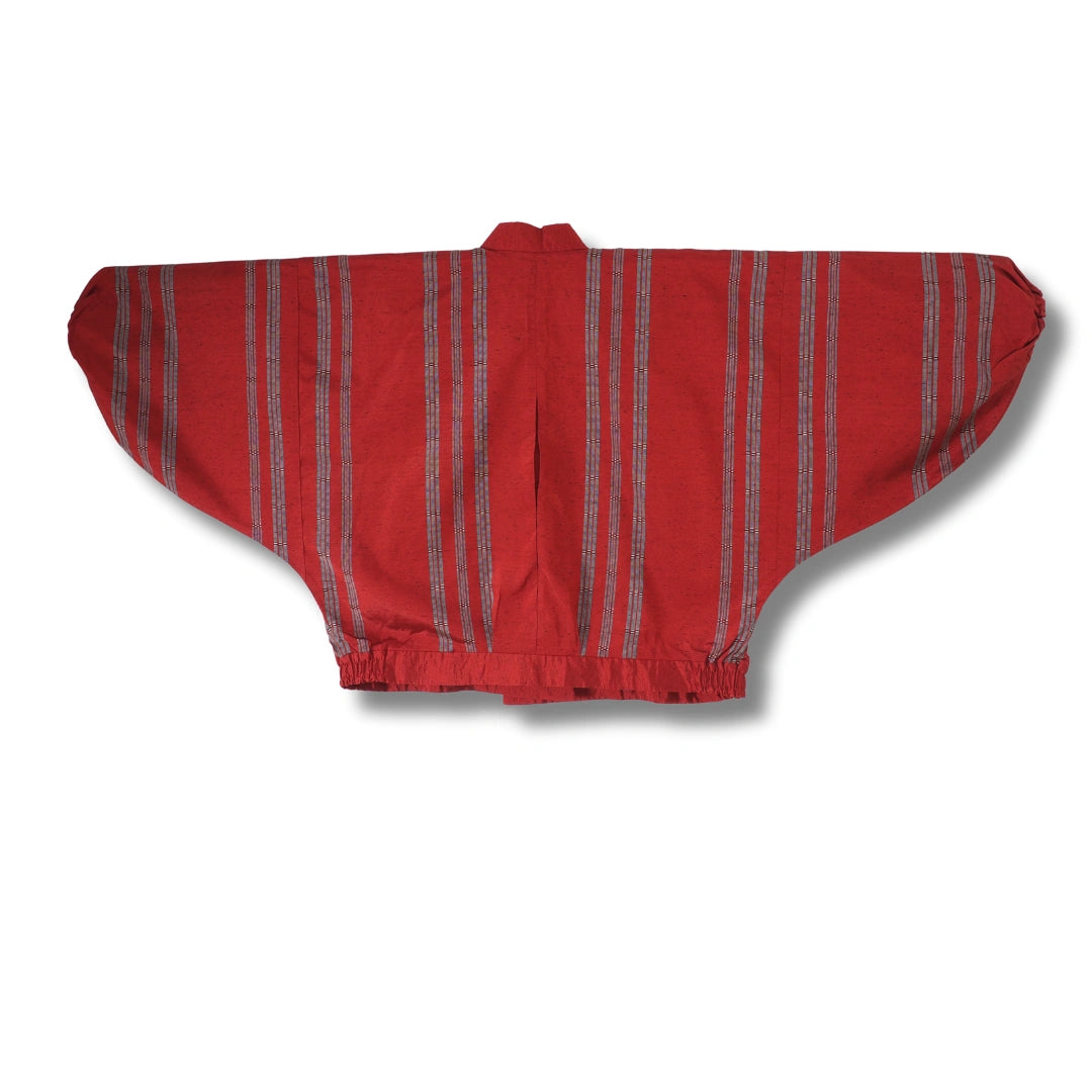 Vintage Kimono-Jacke (Haori) dunkelrot mit Streifen